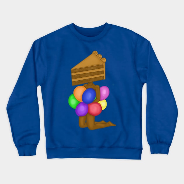 Chocolate Birthday Cake and Balloons Pin Up Crewneck Sweatshirt by tesiamarieart